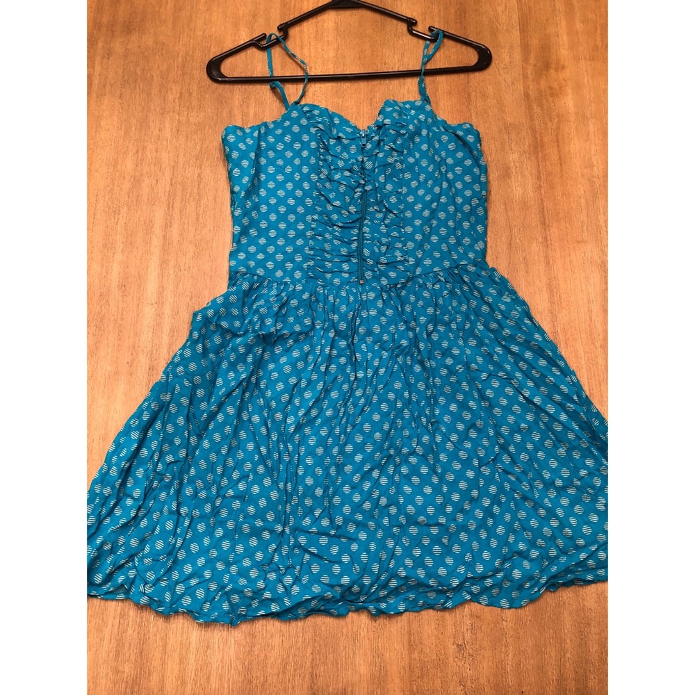Xhilaration Teal Polka Dot Tank Dress